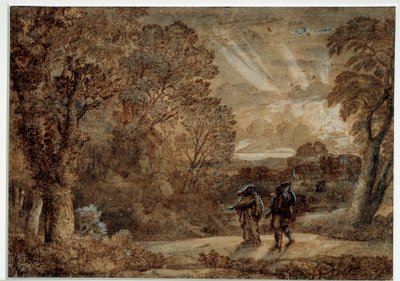 Aeneas och cumae sibylla. Teckning av Claude Gellee sa Le Lorrain (1600-1682) av Claude Lorrain
