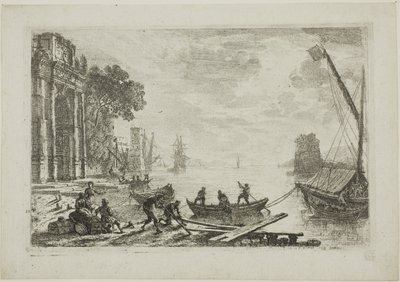 Harbor Scen med Rising Sun av Claude Lorrain