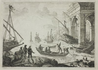 Hamnscenen med en fyr av Claude Lorrain