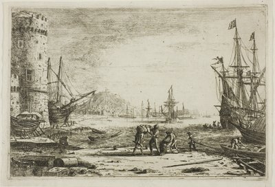 Hamn med ett stort torn av Claude Lorrain