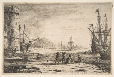 Hamn med stort torn, ca. 1641. av Claude Lorrain