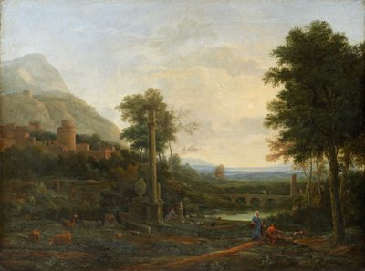 Landscape with a Column and Figures av Claude Lorrain