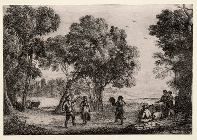 Landskap med en liten tallrik för countrydans, ca. 1637. av Claude Lorrain