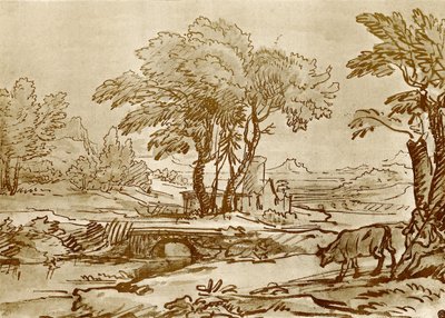 Landskap med bro av Claude Lorrain