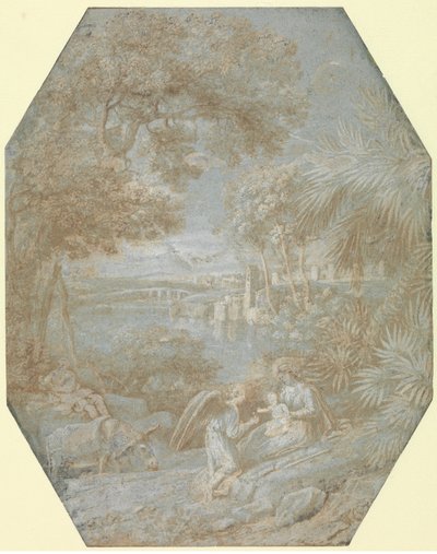 Landskap med resten på flykten till Egypten, 1645. av Claude Lorrain
