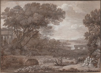 Landskap med de vilande på flykten till Egypten, 1660 av Claude Lorrain