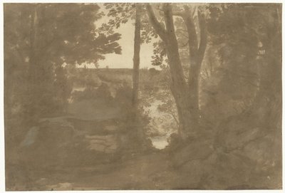 Landskap med utsikt genom träd av Claude Lorrain