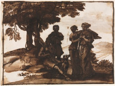 Pastoral scen med klassiska figurer, ca. 1640-1645. av Claude Lorrain