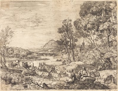 Herde och herdinna samtalar i ett landskap (Berger et bergère conversant) av Claude Lorrain