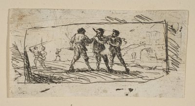Studie med Brigands Lower Section, ca. 1633. av Claude Lorrain