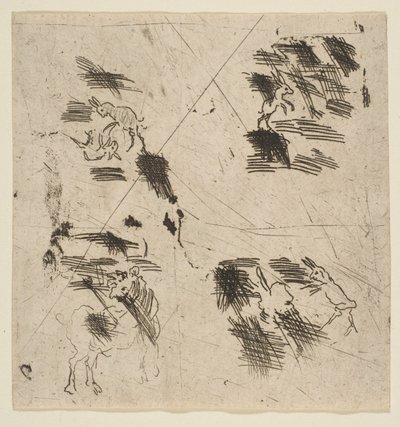 Studie med Brigands övre sektion, ca. 1633. av Claude Lorrain