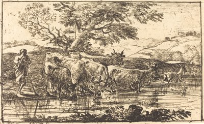 Flocken vid vattningsplatsen av Claude Lorrain