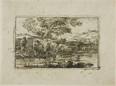 Flocken vid vattningsplatsen av Claude Lorrain