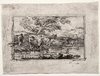 Flocken vid vattningsplatsen av Claude Lorrain