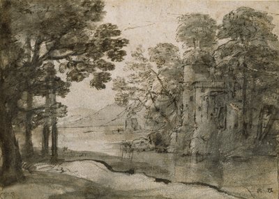 Vattenkvarn bland träd, c1635-1638 av Claude Lorrain