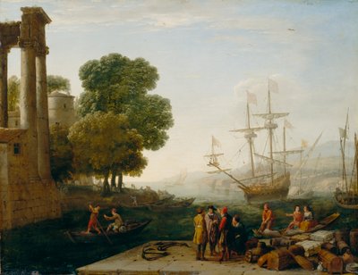 A Seaport at Sunset, 1643 (olja på kopparpanel) av Claude Lorrain