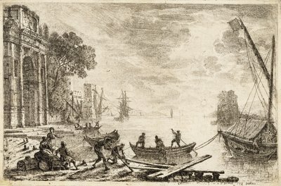 Hamnscen med uppgående sol, 1634 av Claude Lorrain