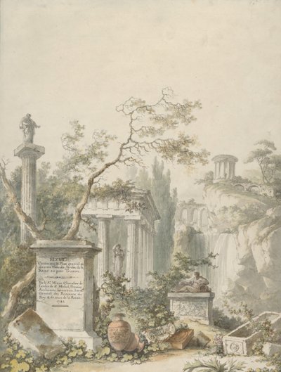 Design för en frontispice, 1782. av Claude Louis Chatelet
