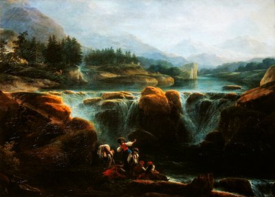 Schweiziskt landskap, c.1790-94 av Claude Louis Chatelet