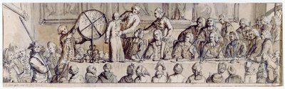 Dra ut lotteriet på Hotel de Ville, 1772 (penna, bläck och tvätt) av Claude Louis Desrais