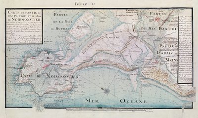 Atlas 131 H.fol 71 Karta över en del av Bas-Poitou och Ile de Noirmoutier, 1703 (penna, bläck och wc på papper) av Claude Masse