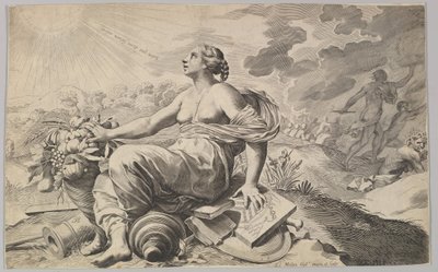 Allegori av Frankrike med Richelieus vapen Allégorie sur la Paix. av Claude Mellan