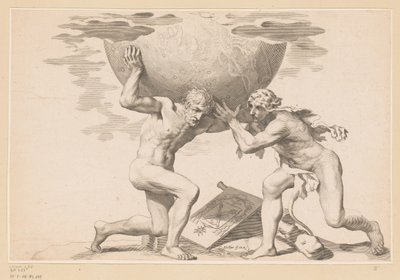 Atlas ger den himmelska sfären till Hercules av Claude Mellan