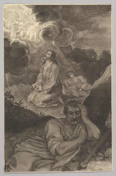 Kristus i olivträdgården, 1600-talet. av Claude Mellan