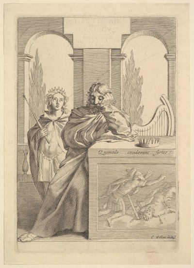 David: Titelsida för Talon, LHistoire Sainte, III, 1645. av Claude Mellan
