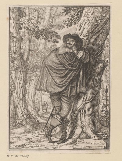 James Howell lutad mot ett träd Titelsida för: James Howell, Dendrologie (...), 1641 av Claude Mellan