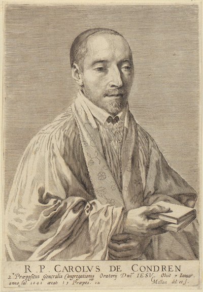 Porträtt av Charles de Condren av Claude Mellan