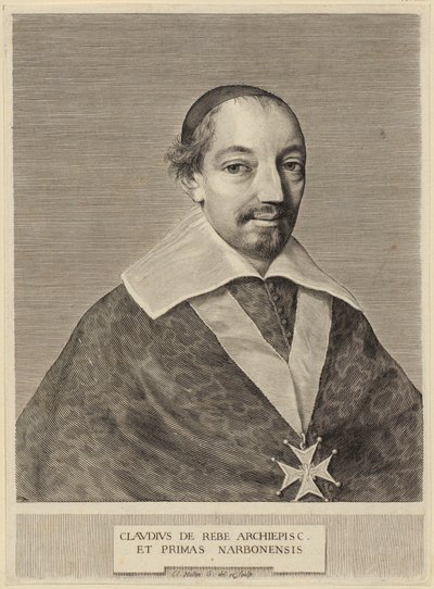 Porträtt av Claude de Rebé, ärkebiskop av Narbonne av Claude Mellan