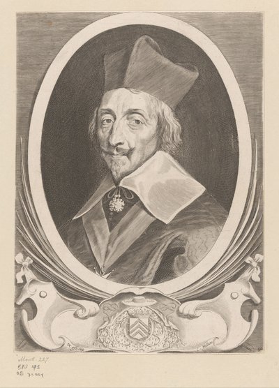 Porträtt av Armand-Jean du Plessis, kardinal de Richelieu av Claude Mellan