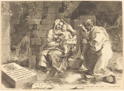 Den heliga familjen av Claude Mellan