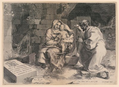 Den heliga familjen av Claude Mellan