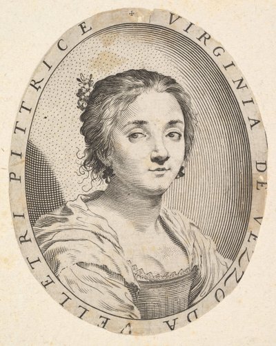 Virginia da Vezzo, hustru till Simon Vouet, 1626. av Claude Mellan