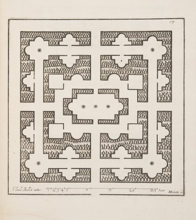 Design för Parterre, från Theatre des Plans et Jardinages, pub.1652 (gravyr) av Claude Mollet