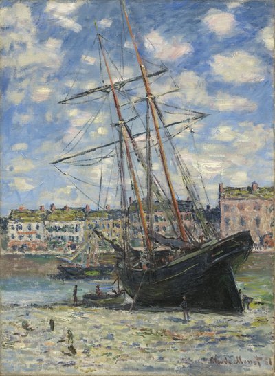 Båt vid lågvatten av Claude Monet
