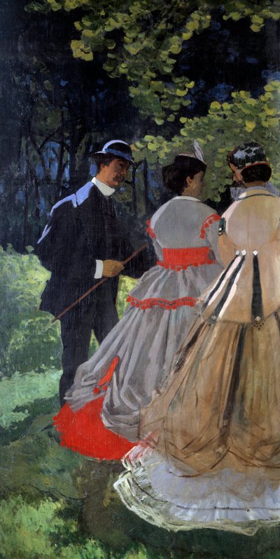 Frukost på gräsfragment. Vänster del. Målning av Claude Monet (1840-1926) 1865-1866 Sön. 2,48x2,17 m Paris, musee d