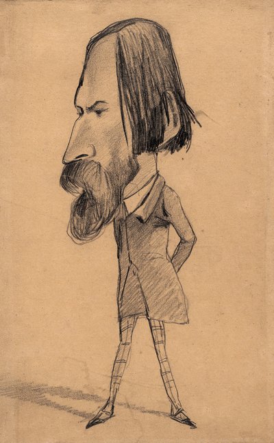 Karikatyr av Auguste Vacquerie, ca 1859 (grafit med radering på brunt vävt papper) av Claude Monet