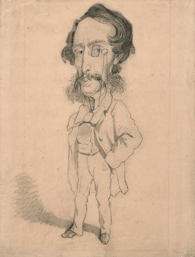 Karikatyr av Mario Uchard, ca 1858 (grafit med inslag av radering och stumpning på brunt vävt papper) av Claude Monet
