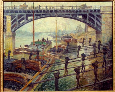 Debardeurs kollossare som lossar varor från stugorna vid Seines strand. Målning av Claude Monet (1840-1926) 1875 Sön. 0,53x0,64 m Paris, musee d