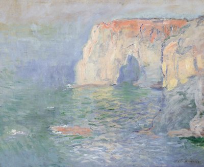 Etretat: La Manneporte, reflektioner över vattnet av Claude Monet