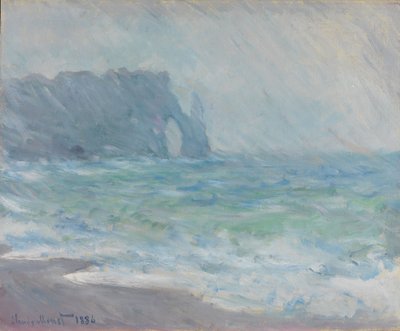 Étretat i regnet av Claude Monet