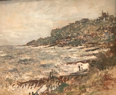 Franska: Falaise de Sainte-Adresse, gråväder av Claude Monet