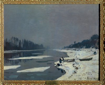 Isbitar på Seine vid Bougival, Yvelines Målning av Claude Monet (1840-1926) Dim 0,65 x 0,81 m Paris Louvren museum Obligatoriskt omnämnande: Donation Helene och Victor Lyon av Claude Monet
