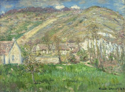 Hamlet i klipporna nära Giverny; Hameau de Falaises pres Giverny, 1885 av Claude Monet