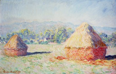 Höstackar i solen, morgoneffekt, 1891 av Claude Monet