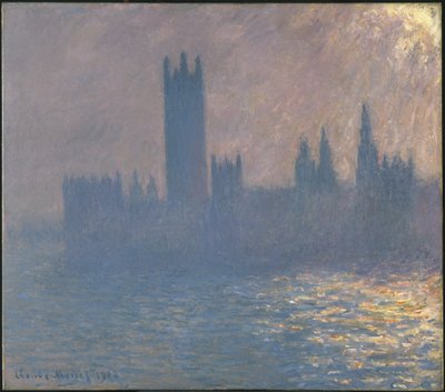 Le Parlement, effet de soleil av Claude Monet
