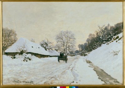 Vagnen. Snöig väg i Honfleur av Claude Monet
